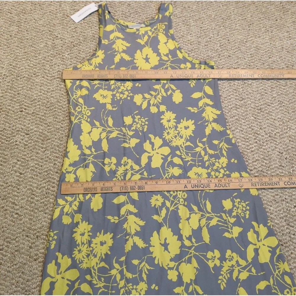Outerknown Ellison Slip Dress Maxi Womens Small Gray Yellow Floral Sleeveless
